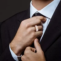 Lab Created Moissanite Solitaire Men's Ring 2-Tone Sterling Silver with Yellow Gold Plating