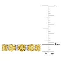 Citrine and White Topaz Semi Eternity Ring Yellow Gold Plated Sterling Silver