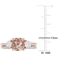 Morganite White Topaz and 1/10 CT TW Diamond Bridal Ring Set 10k Rose Gold