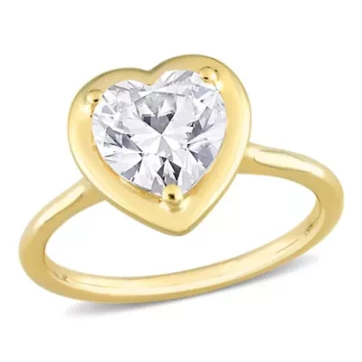 Lab Created 2 CT DEW Heart-Shaped Moissanite Engagement Ring 10k Yellow Gold