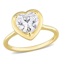 Lab Created 2 CT DEW Heart-Shaped Moissanite Engagement Ring 10k Yellow Gold