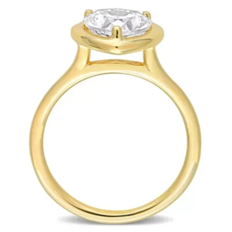 Lab Created 2 CT DEW Heart-Shaped Moissanite Engagement Ring 10k Yellow Gold