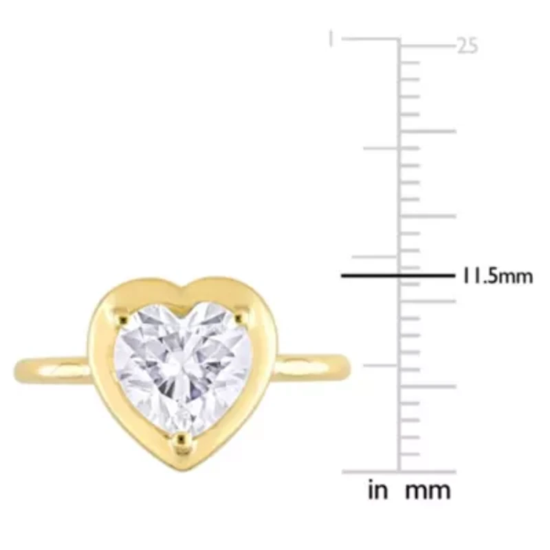 Lab Created 2 CT DEW Heart-Shaped Moissanite Engagement Ring 10k Yellow Gold