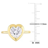 Lab Created 2 CT DEW Heart-Shaped Moissanite Engagement Ring 10k Yellow Gold