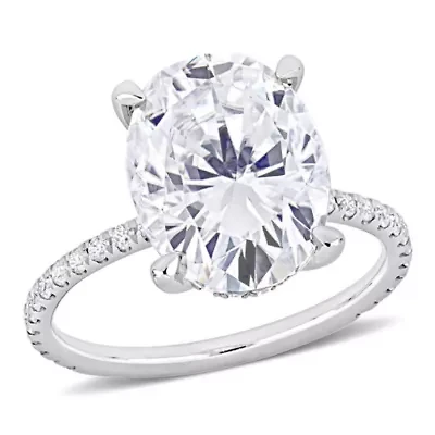 Lab Created Moissanite Engagement Ring 10k White Gold