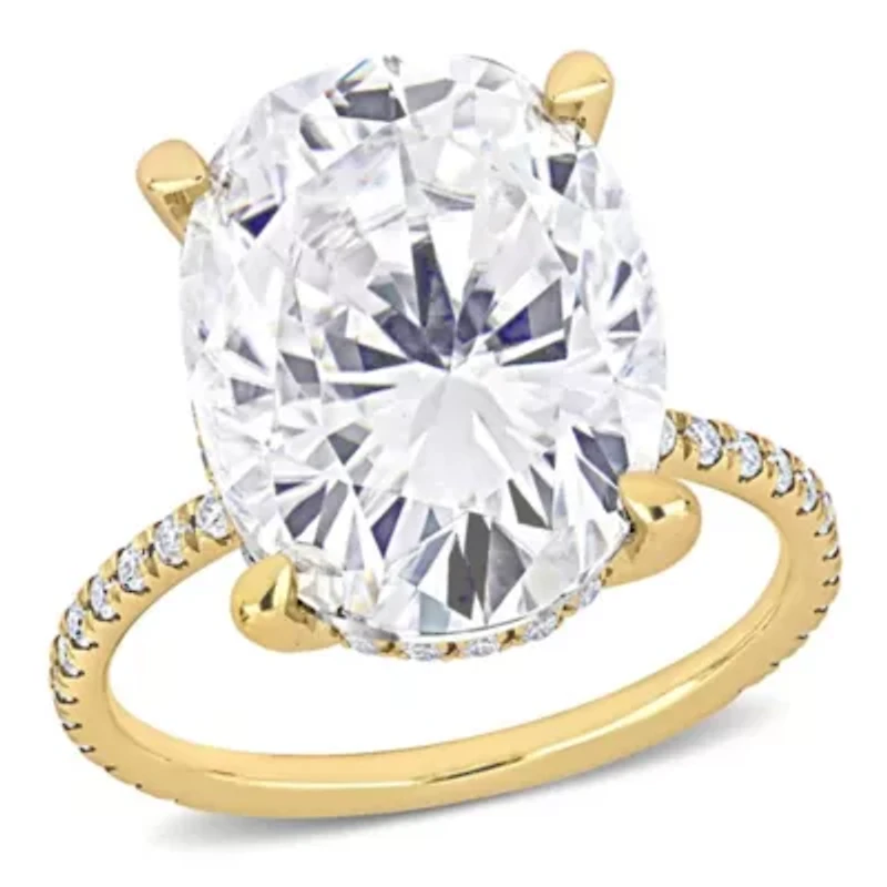 Lab Created Moissanite Engagement Ring 10k Yellow Gold