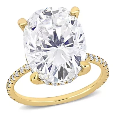 Lab Created Moissanite Engagement Ring 10k Yellow Gold