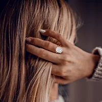 Lab Created Moissanite Engagement Ring 10k Yellow Gold