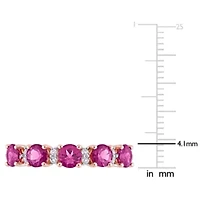 Rhodolite and White Topaz Semi Eternity Ring Rose Gold Plated Sterling Silver