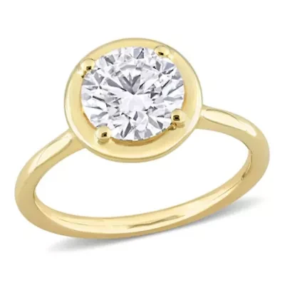 Lab Created Moissanite Engagement Ring 10k Yellow Gold