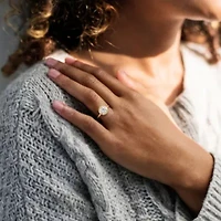 Lab Created Moissanite Engagement Ring 10k Yellow Gold