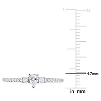 Lab Created Pear Shape White Sapphire and Diamond Accent Engagement Ring Sterling Silver