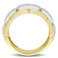 Lab Created Moissanite Station Men's Ring 2-Tone Sterling Silver with Yellow Gold Plating