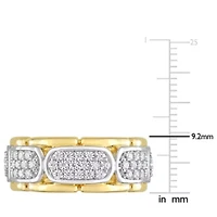 Lab Created Moissanite Station Men's Ring 2-Tone Sterling Silver with Yellow Gold Plating