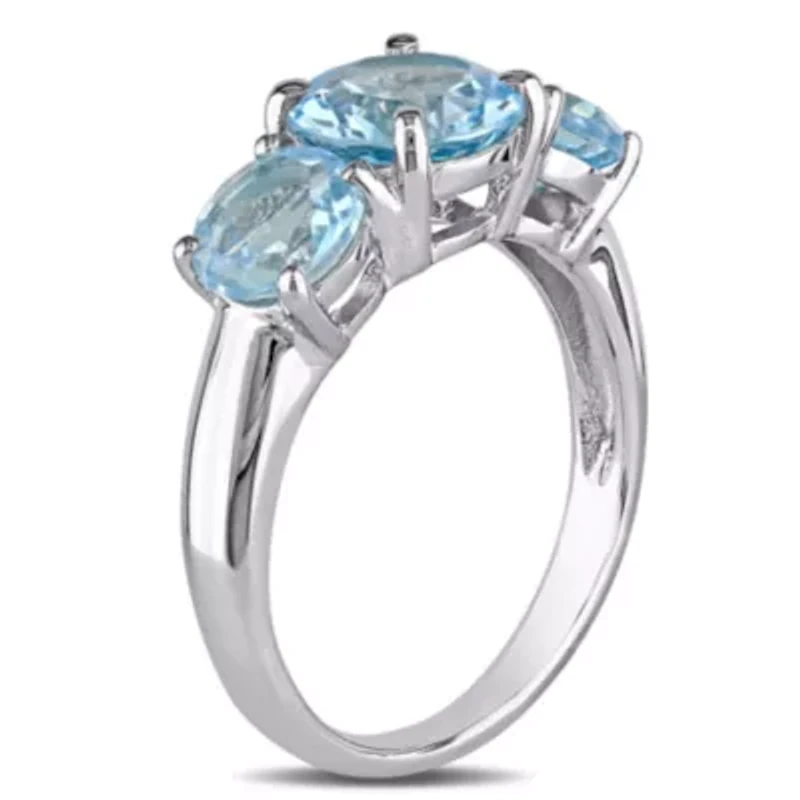 4.38 ct. t.g.w. Sky Blue Topaz 3-Stone Ring Sterling Silver