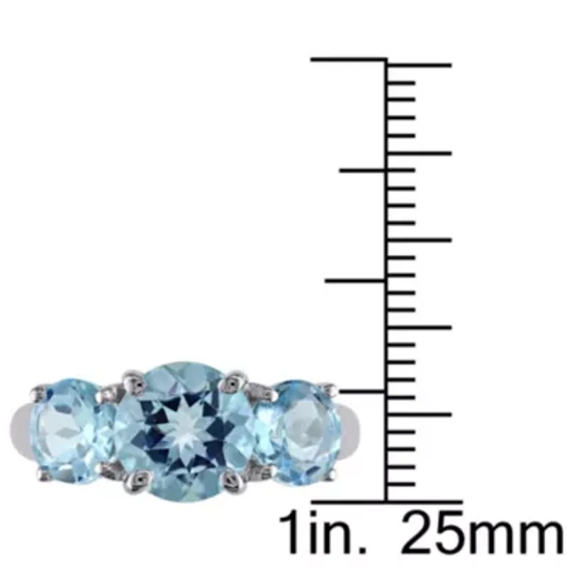 4.38 ct. t.g.w. Sky Blue Topaz 3-Stone Ring Sterling Silver