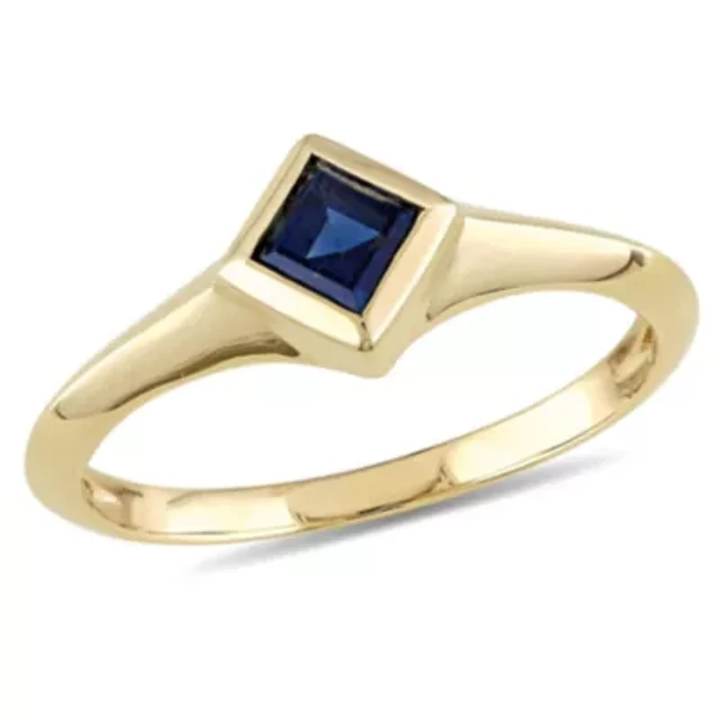 1/2 ct. t.g.w. Blue Sapphire Solitaire Ring 14K Yellow Gold