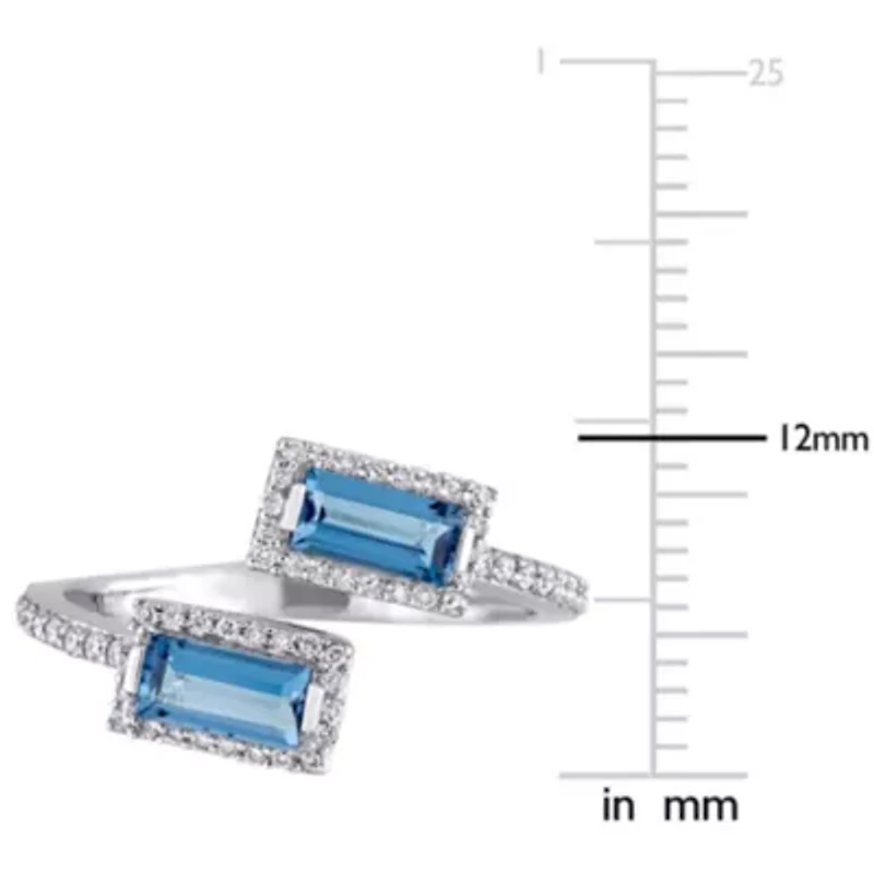 7/8 ct. t.g.w. London Blue Topaz and 1/4 t.w. Diamond Halo Ring 14K White Gold