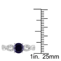 1 ct. t.g.w. Created Blue Sapphire and 1/10 t.w. Diamond Infinity Ring 10K White Gold