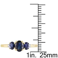 1 ct. t.g.w. Blue Sapphire and 1/10 t.w. Diamond 3-Stone Ring 10K Yellow Gold