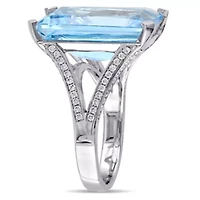 18 ct. t.g.w. Sky Blue Topaz and 2/5 t.w. Diamond Cocktail Ring 14K White Gold