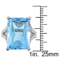 18 ct. t.g.w. Sky Blue Topaz and 2/5 t.w. Diamond Cocktail Ring 14K White Gold