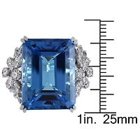 31 ct. t.g.w. Swiss Blue Topaz and 1.75 t.w. Diamond Cocktail Ring 14K White Gold