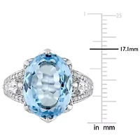 10 ct. t.g.w. Sky Blue Topaz and 1.07 t.w. Diamond Cocktail Ring 14K White Gold