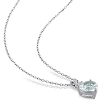 Lab Created 2-Piece Set of 3.45 ct. t.g.w. Aquamarine and White Sapphire Pendant with Chain Ring Sterling Silver