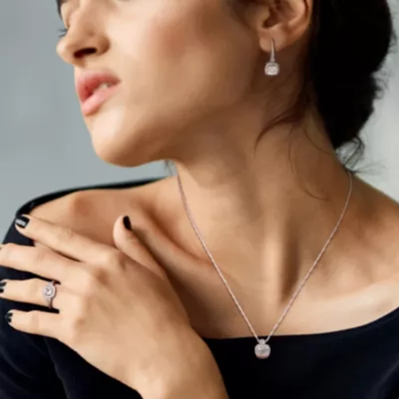 3- Piece Set of 2.1 ct. t.g.w. Aquamarine and 1/2 t.w. Diamond Earrings, Pendant with Chain Ring 10K White Gold