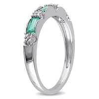 Emerald and Diamond Accent Eternity Ring 10K White Gold