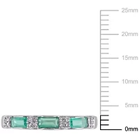 Emerald and Diamond Accent Eternity Ring 10K White Gold