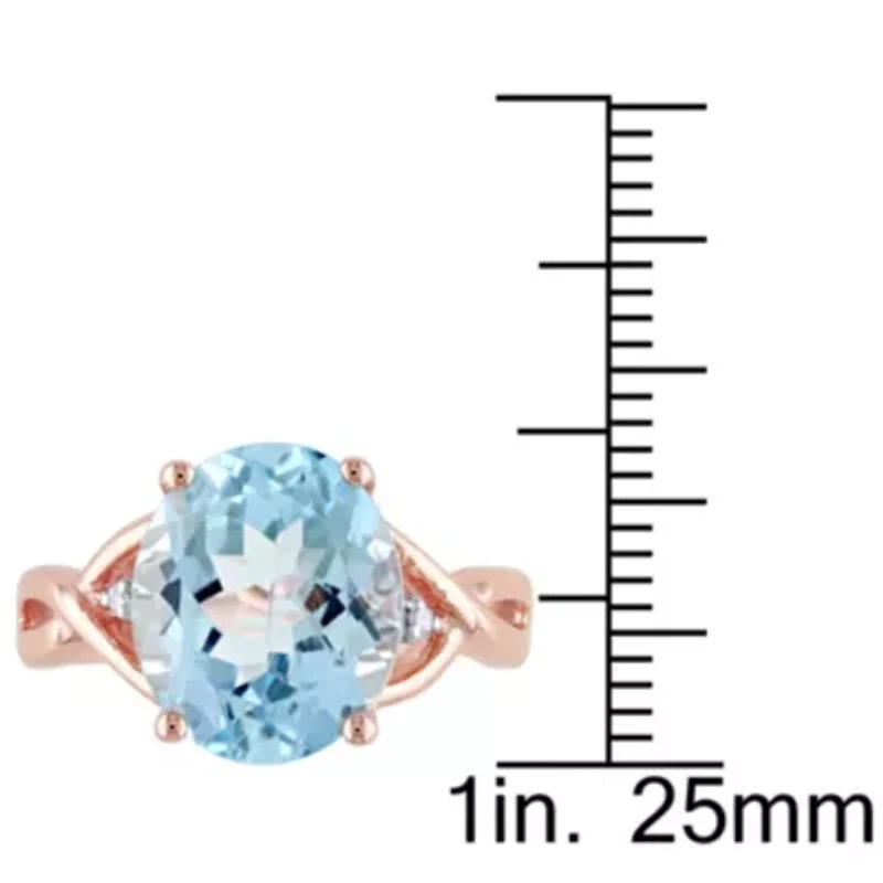 5.5 ct. t.g.w. Sky Blue Topaz and 1/10 t.w. Diamond Cocktail Ring Rose Plated Sterling Silver