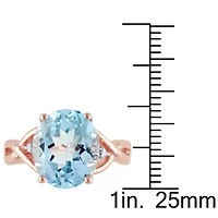 5.5 ct. t.g.w. Sky Blue Topaz and 1/10 t.w. Diamond Cocktail Ring Rose Plated Sterling Silver