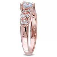 1/3 ct. t.g.w. Aquamarine and 1/10 t.w. Diamond Heart Ring Rose Plated Sterling Silver