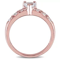 1/3 ct. t.g.w. Aquamarine and 1/10 t.w. Diamond Heart Ring Rose Plated Sterling Silver
