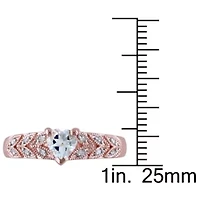 1/3 ct. t.g.w. Aquamarine and 1/10 t.w. Diamond Heart Ring Rose Plated Sterling Silver