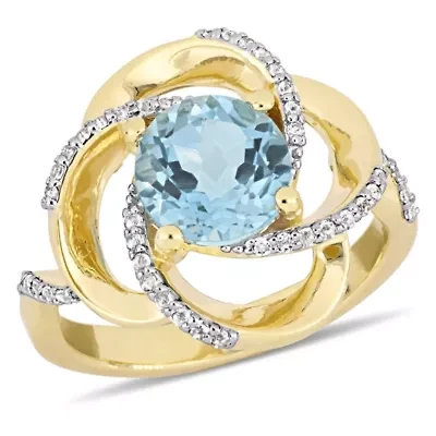 2.57 ct. t.g.w. Sky Blue Topaz and White Swirl Ring Yellow Plated Sterling Silver
