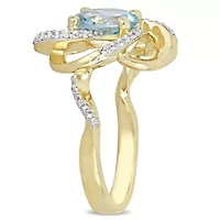 2.57 ct. t.g.w. Sky Blue Topaz and White Swirl Ring Yellow Plated Sterling Silver