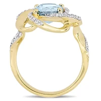 2.57 ct. t.g.w. Sky Blue Topaz and White Swirl Ring Yellow Plated Sterling Silver