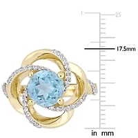 2.57 ct. t.g.w. Sky Blue Topaz and White Swirl Ring Yellow Plated Sterling Silver