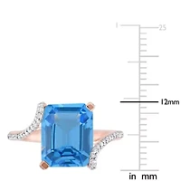 6 ct. t.g.w. Swiss Blue Topaz and 1/4 t.w. Diamond Cocktail Ring 14K Rose Gold