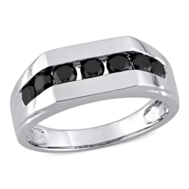 1 ct. t.w. Black Diamond Men's Ring 10K White Gold