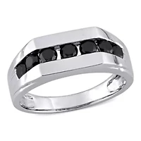 1 ct. t.w. Black Diamond Men's Ring 10K White Gold