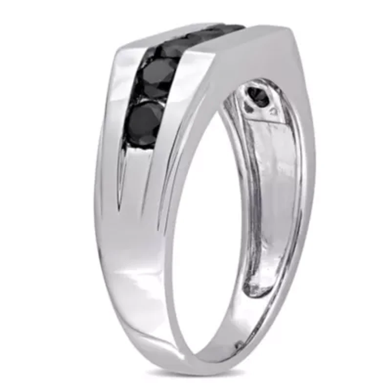 1 ct. t.w. Black Diamond Men's Ring 10K White Gold