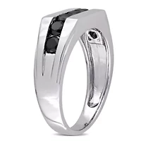 1 ct. t.w. Black Diamond Men's Ring 10K White Gold