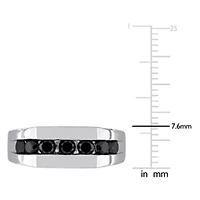 1 ct. t.w. Black Diamond Men's Ring 10K White Gold