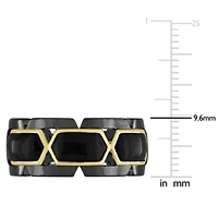 Black Onyx Men's Ring Yellow Plated Sterling Silver with Rhodium