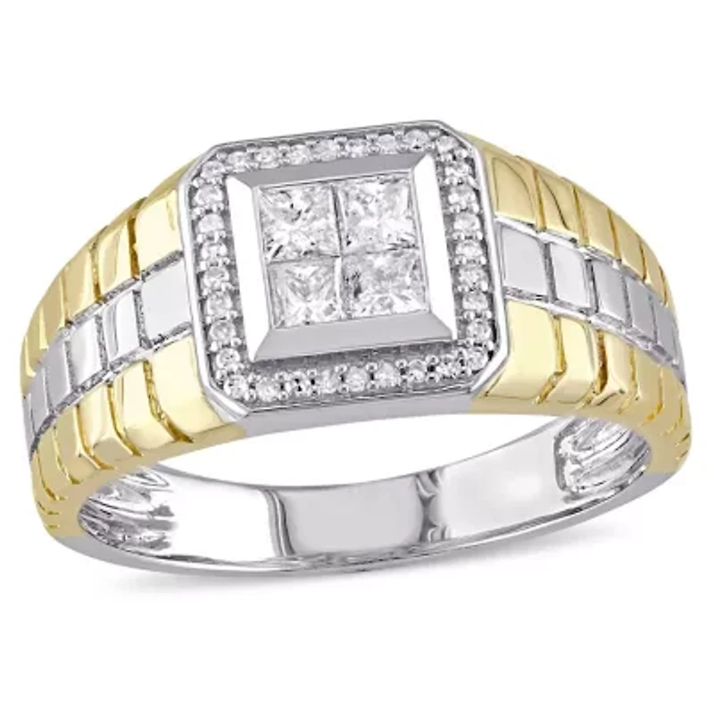 1/2 ct. t.w. Princess and Round Diamonds Men's Ring 10K Two-Tone Gold