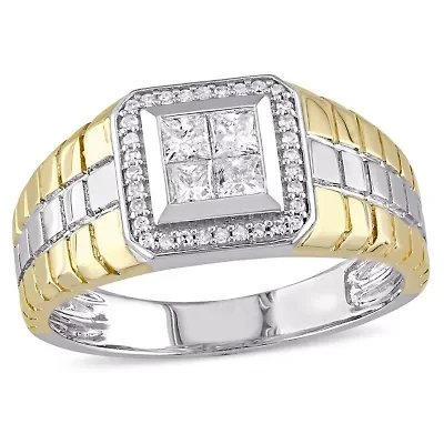 1/2 ct. t.w. Princess and Round Diamonds Men's Ring 10K Two-Tone Gold